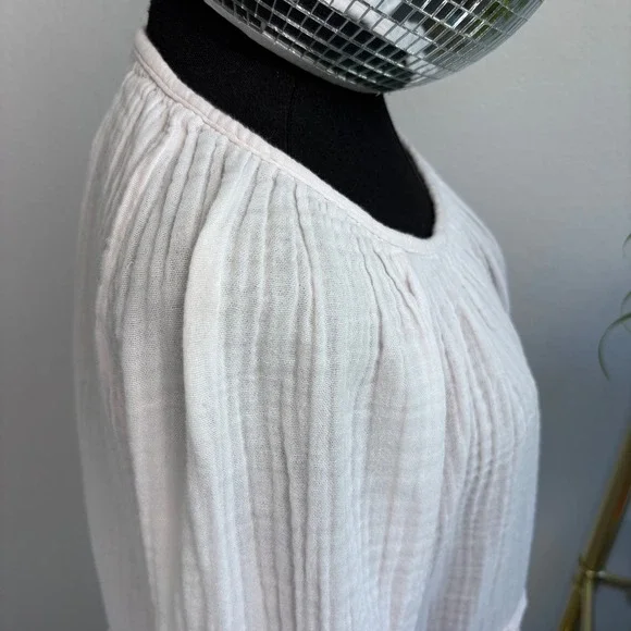 Michael Stars Double Gauze Keyhole Top Bloom Pink Boho Peasant Blouse Medium - Picture 15 of 16